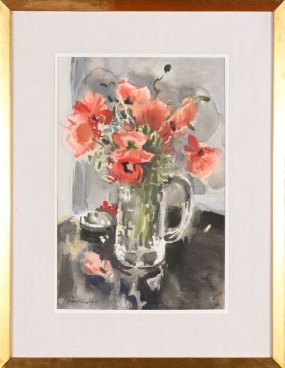 Paul PERRAUDIN (1907-1993)
Les coquelicots,1969
Aquarelle...