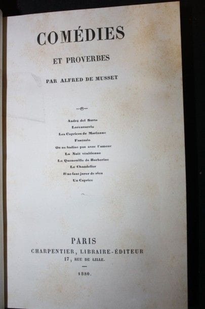 Musset (Alfred De) : Les Comédies et Proverbes.1850,...