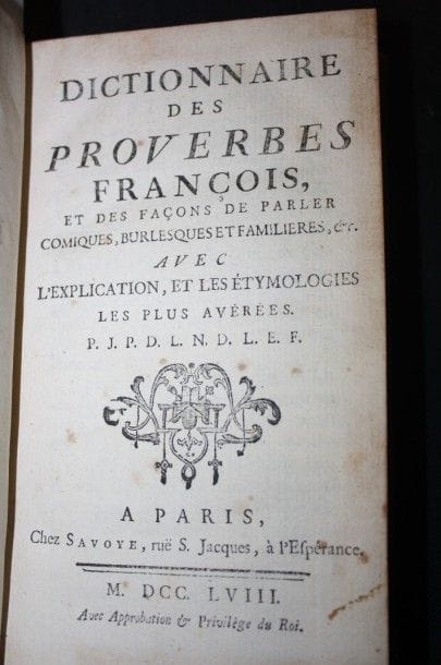 Panckoucke (Joseph) : Dictionnaire des Proverbes...