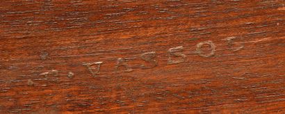 Console demi-lune en acajou et placage d'acajou...