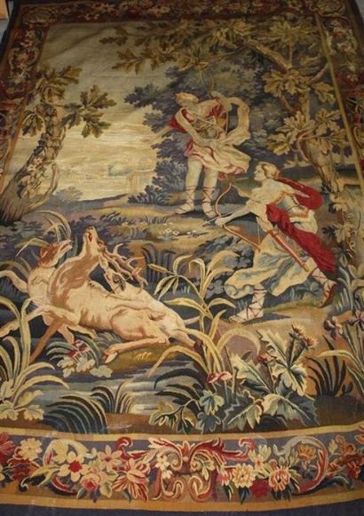 Tapisserie polychrome représentant Diane...