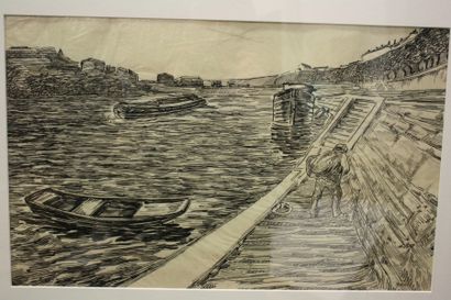 Adrien Godien (1875-1949)

Les quais à Lyon

Encre...