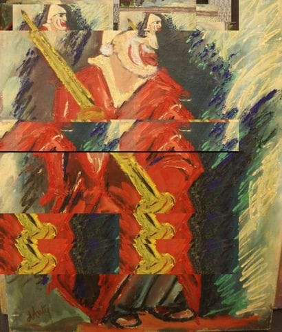 Le Clown musicien signé en bas à gauche ...