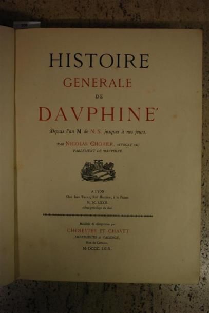 CHORIER (Nicolas). HISTOIRE GÉNÉRALE DE DAUPHINÉ....