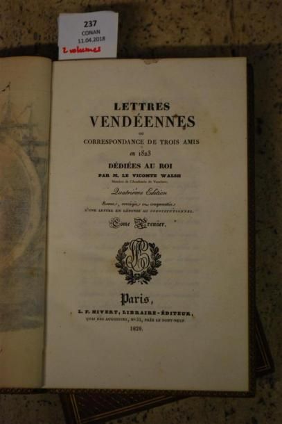 WALSH (Le Vicomte). LETTRES VENDÉENNES. Ou...