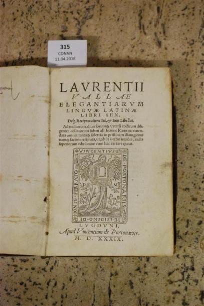IMPRESSION LYONNAISE. LAURENTII VALLAE ELEGANTIARUM...