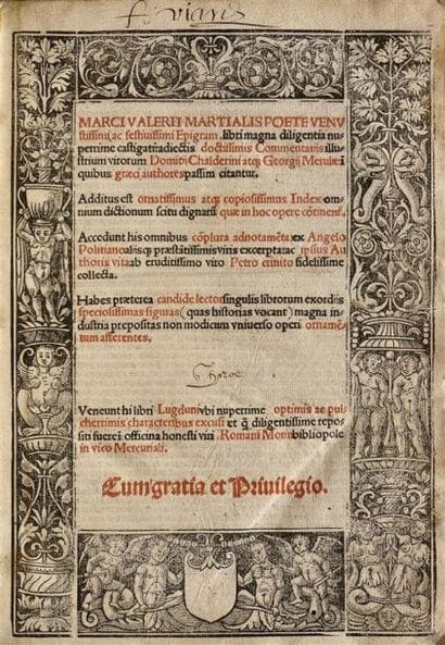 MARTIAL (Valère). EPIGRAM[MATA]... LYON,...