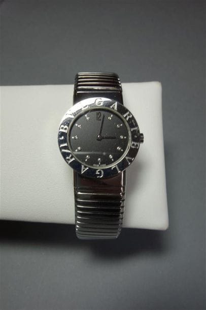 BULGARI : Montre bracelet de dame en acier,...