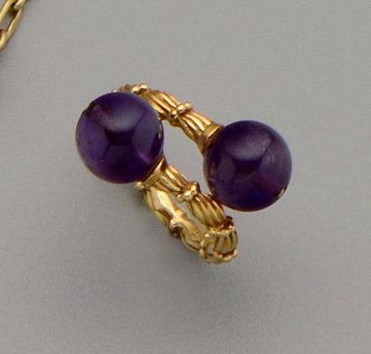 Bague croisée en or jaune 18K (750/oo) l'anneau...