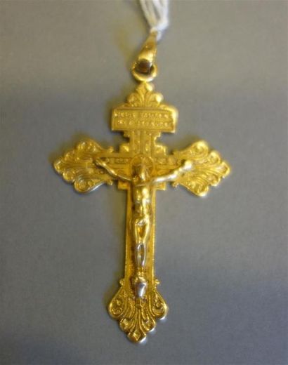 Croix pendentif en or jaune 18K (750/oo),...