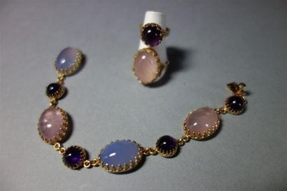 Demi parure en or jaune 18K (750/oo) comprenant...