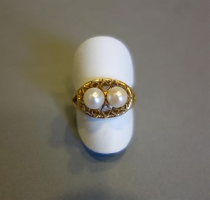 Bague Dôme en or jaune 18K (750/oo) ajouré...