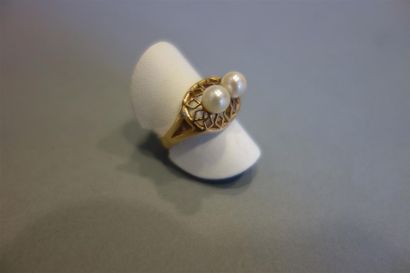 Bague Dôme en or jaune 18K (750/oo) ajouré...