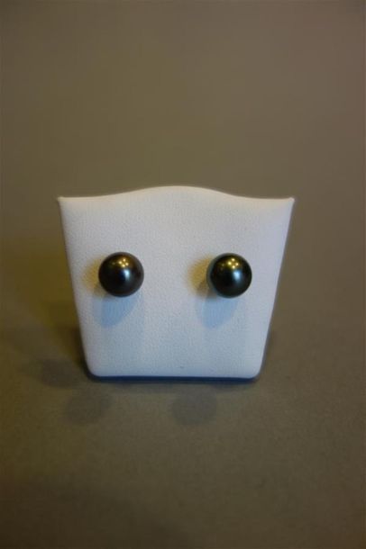 Paire de clous d'oreilles en argent (900/oo)...