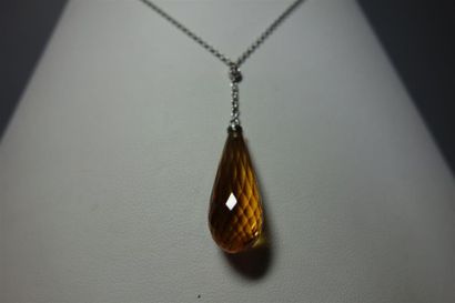 Collier en or gris 18K (750/oo) maille forçat,...