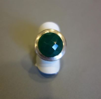 Bague Chevalière en argent (925/oo) ornée...