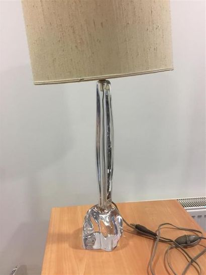 DAUM France, important pied de lampe en cristal...