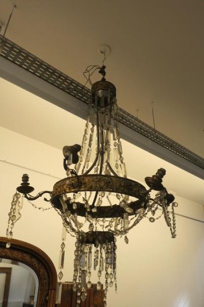 LUSTRE en métal doré et ornementation de...