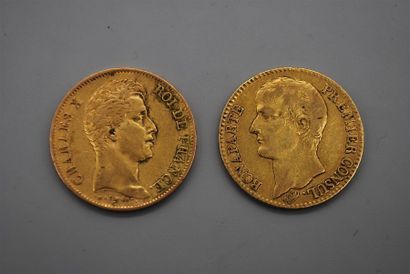 Lot de deux 40 francs or : Napoleon I 40...