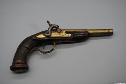 FRANCE. PISTOLET d'OFFICIER de MARINE, platine...
