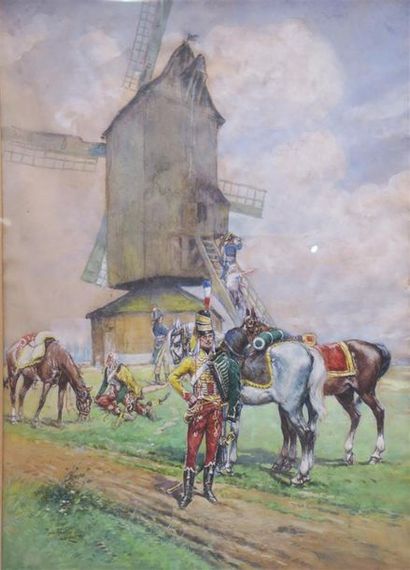 FRANCE. DESSIN AQUARELLE sur papier de P.A.LEROUX....