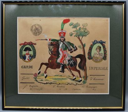 FRANCE. CERTIFICAT aquarellé de présence...