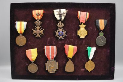 ROYAUME DE BELGIQUE . Neuf décorations militaires....