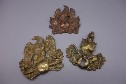 FRANCE PLAQUES DE SHAKO, 19°, lot de 3, 19°....