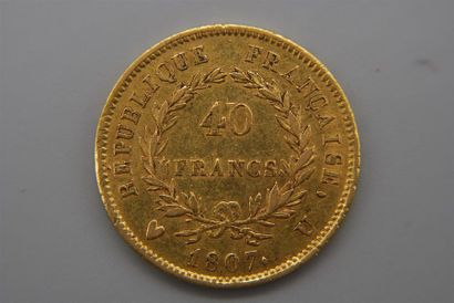 PREMIER EMPIRE.
40 FRANCS 1807 U (TURIN)
Frappée...