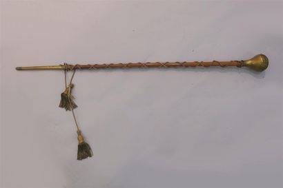 CANNE DE TAMBOUR MAJOR, bois et cuivre, avec...