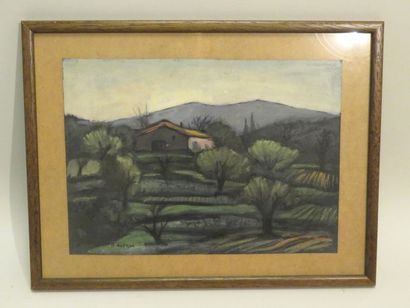 Henri AUTRAN (1926-2007). Paysage provençal....