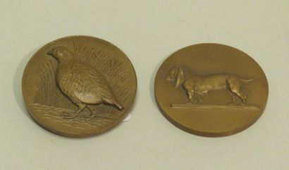 Lot de deux médailles en bronze figurant...