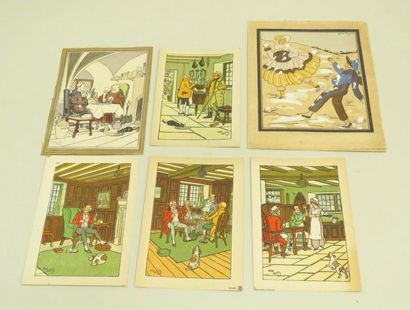 Harry ELIOTT (1882-1959). Lot de cinq pochoirs...