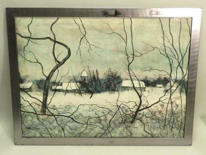 Bernard GANTNER (1928-2018). Paysage enneigé....