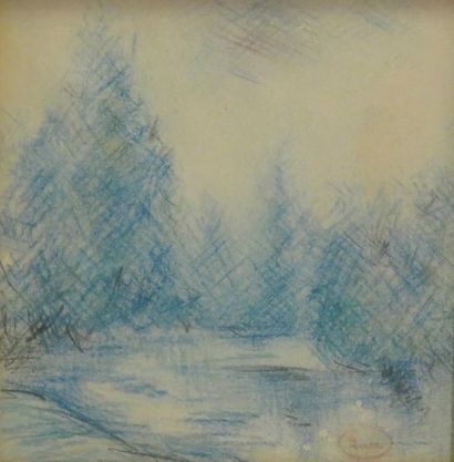 Maximilien LUCE (1858-1941). Paysage lacustre....