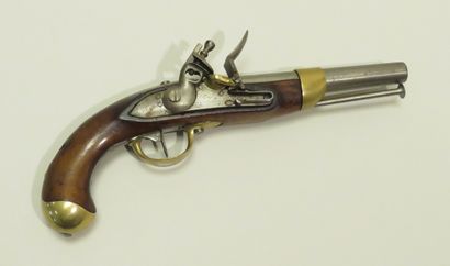 Pistolet d’arçon à silex modèle 1816 troupe.
Canon...