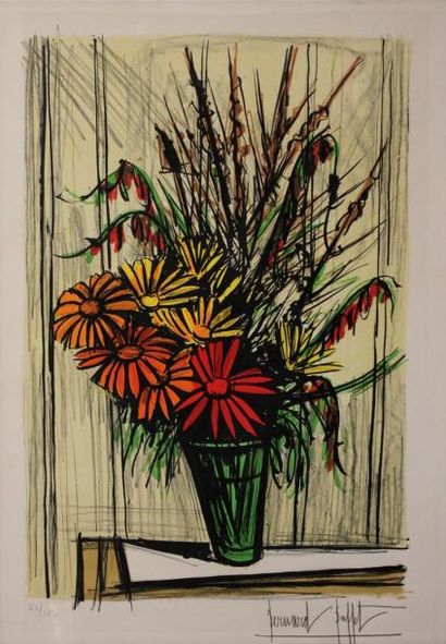 Bernard BUFFET (1928-1999)
Vase fleuri. Lithographie...