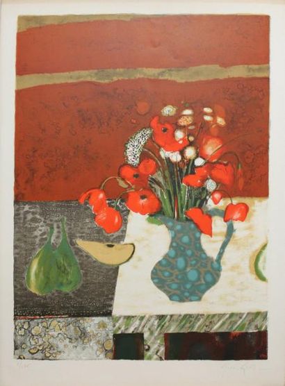 René GENIS (1922-2004)
Nature morte aux coquelicots....