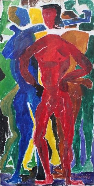 Anne FRANçAIS (1909-1995). Personnages. Huile...
