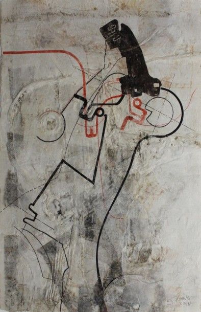 Gérard RENVEZ (né en 1946). Composition abstraite,...