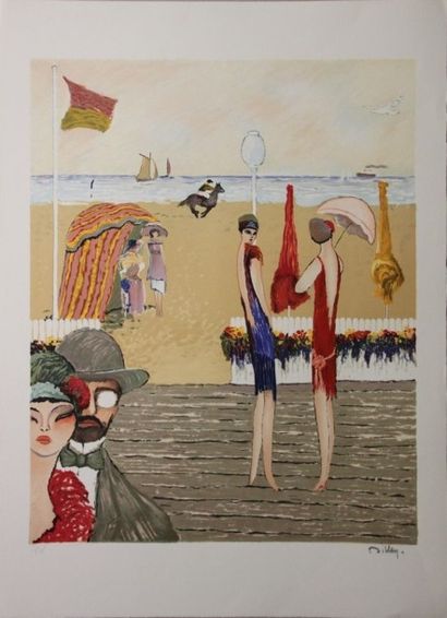 Ramon DILLEY (né en 1932). Deauville. Lithographie...