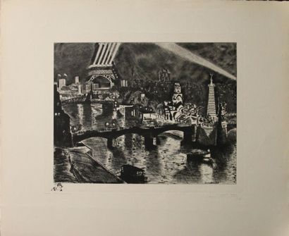 André JACQUEMIN (1904-1992). Vue de Paris,...