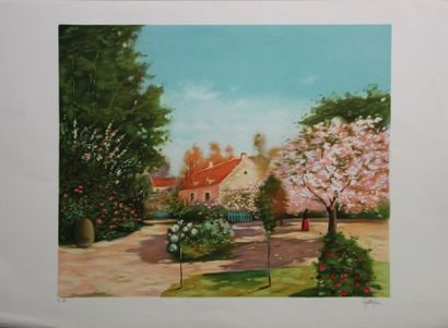 FONTEYNE (Xxème). Paysage. Lithographie couleurs...