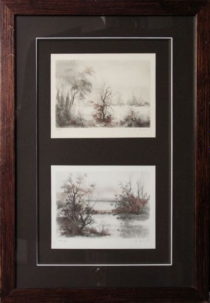 DE BRéMONT (Xxème). Paysages. Diptyque de...