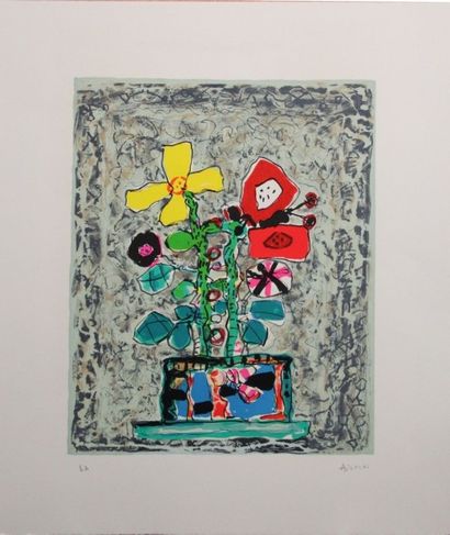 Paul AIZPIRI (né en 1919). Composition florale....