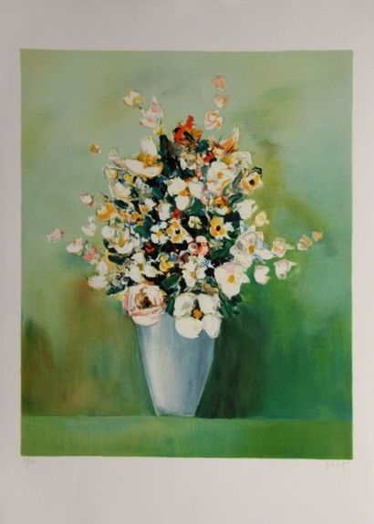 Franz SCHLITZ (né en 1934). Vase de fleurs....