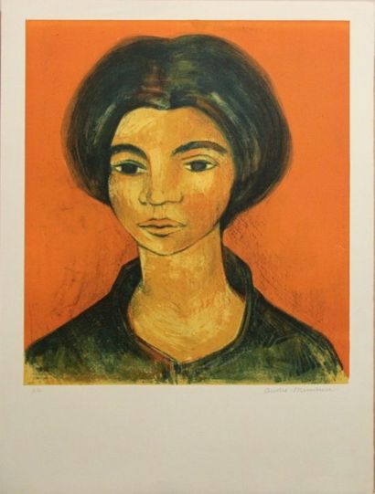 André MINAUX (1923-1986). Portrait. Lithographie...