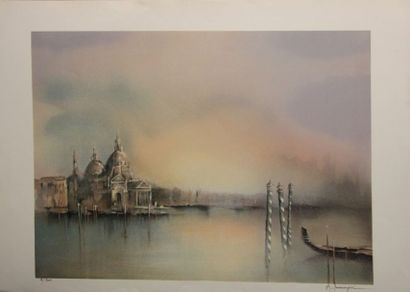 Alferio MAUGERI (né en 1933). Vue de Venise....