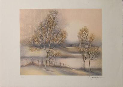 Alferio MAUGERI (né en 1933). Paysage. Lithographie...