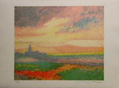 Claude MANOUKIAN (né en 1936). Paysage. Lithographie...